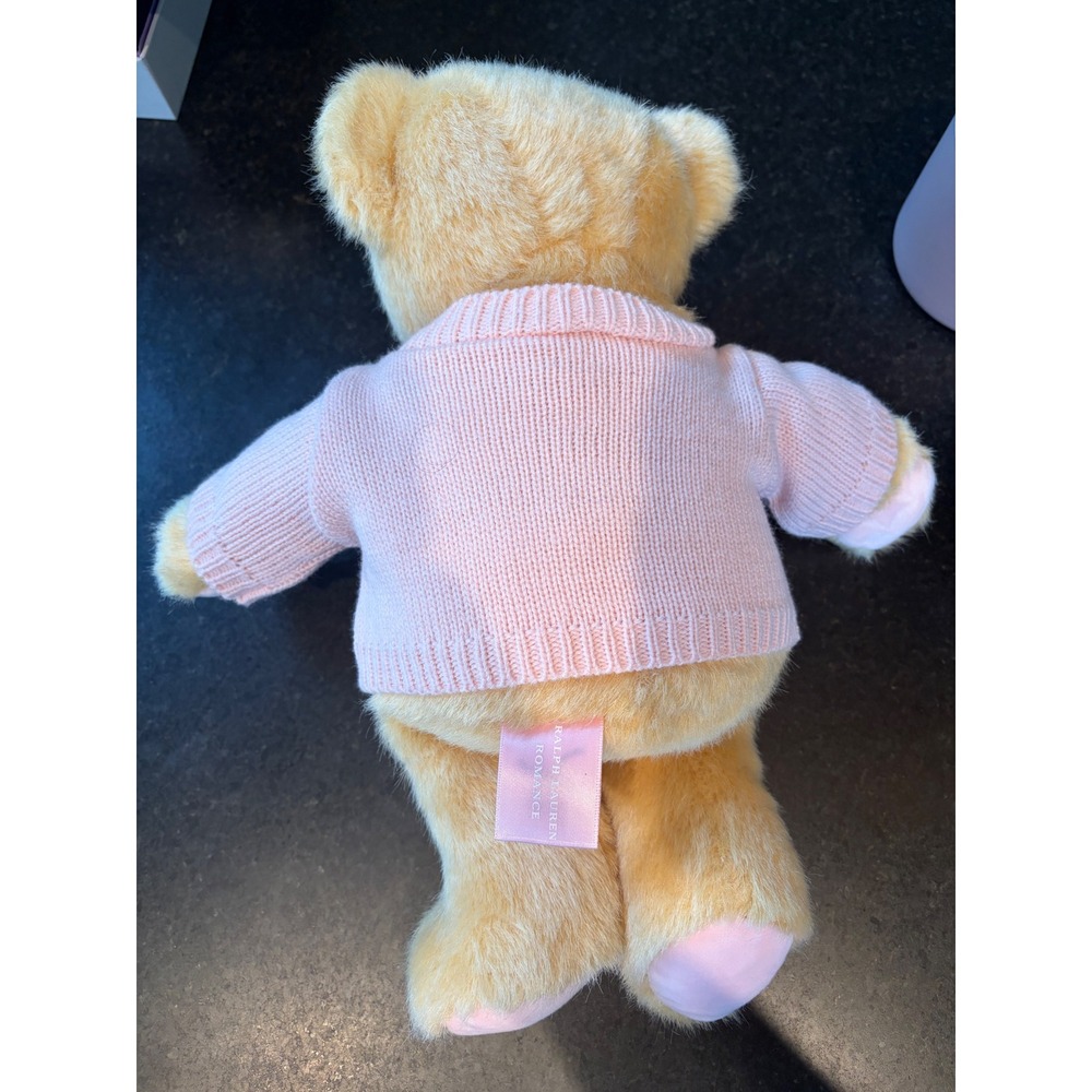 Ralph Lauren Polo Bear Plush Tan Teddy Bear Pink RL Logo Knit Sweater Designer - Picture 4 of 6